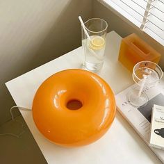 Glass Donut Lamp Orange-5