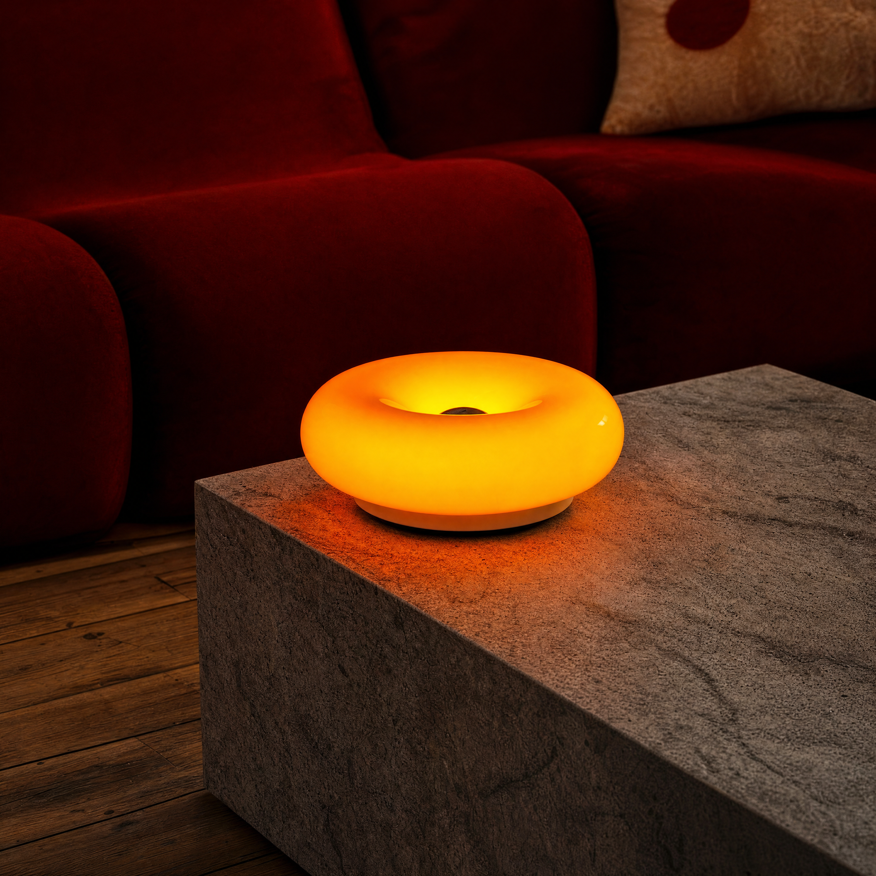 Glass Donut Lamp Orange